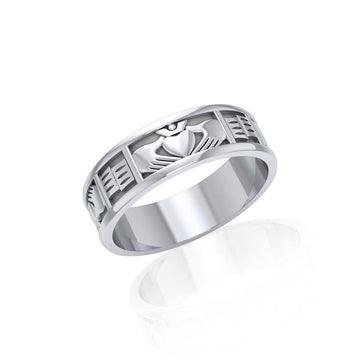 Irish Claddagh Silver Band Ring TR403 - Jewelry